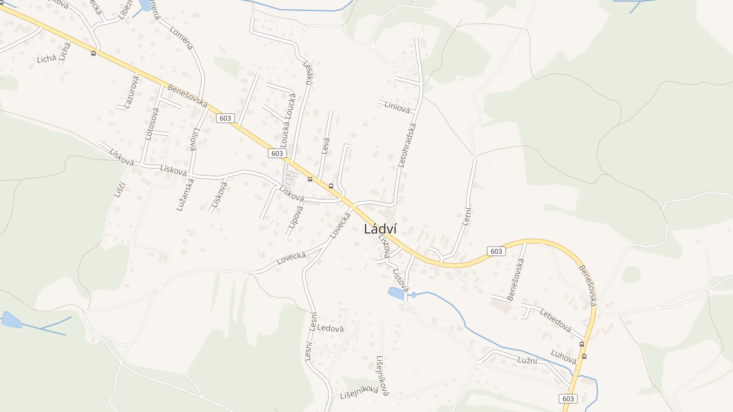 Mapa okolí - Leto Bistro, Benešovská 174, Ládví, Kamenice